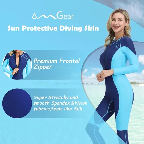 Miniatura 2 de OMGear Piel de Buceo para Mujeres y Hombres Traje de Esnórquel de Cuerpo Completo Traje de Baño de Secado Rápido Delgado Traje de Buceo Protección