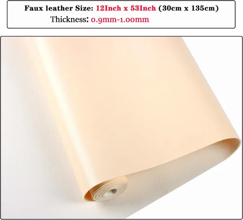 Miniatura 3 de Ramya Hojas de cuero sintético de color sólido liso 1 rollo 12"X53" (30 cm X 135 cm), la piel sintética es ideal para proyectos de manualidades DIY