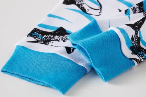 Miniatura 6 de Pijama de dos piezas para niños pequeños con dinosaurio que brilla en la oscuridad, 100 % de algodón ropa de tiburón para dormir tamaño 2-10T