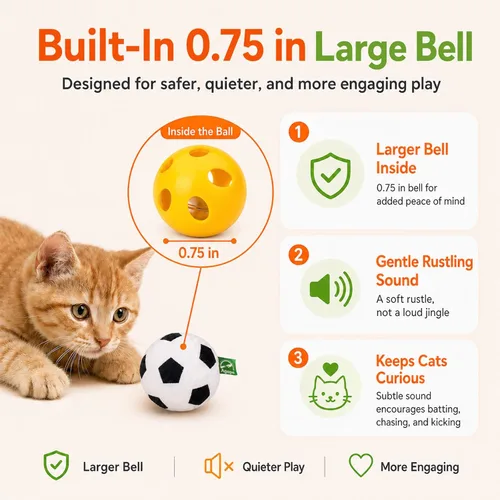 Miniatura 6 de Agape Juguetes para gatos 100% rellenos de hierba gatera y vid plateada, bolas interactivas para masticar y patear para gatos