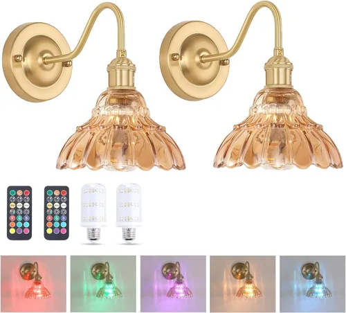 Miniatura 21 de Shenmoyl Aplique de Pared Vintage con Pantalla de Cristal con Patrón de Lirio de los Valles Verde, Cadena Ajustable, Luz de Pared Montada Retro