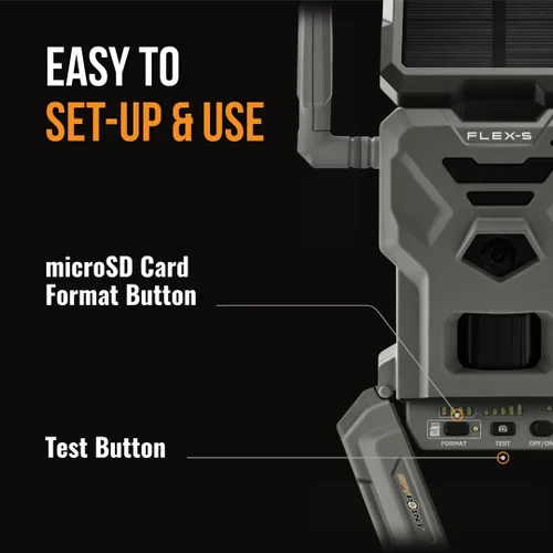 Miniatura 5 de SPYPOINT FLEX-S - Cámara solar de rastreo celular para exteriores, panel solar integrado, no necesita WiFi, cámara de caza y juego con visión