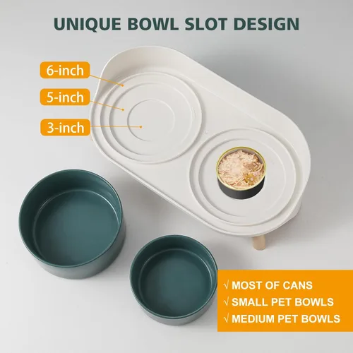 Miniatura 4 de Juego de Cuencos Elevados de Cerámica para Gatos - Platos Dobles Elevados para Alimentos y Agua - Soporte Antideslizante y Resistente a Salpicaduras