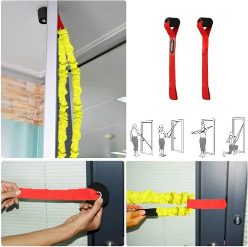 Miniatura 7 de Bandas de resistencia, juego de 15 bandas elásticas para ejercicio, tubos de resistencia de 20 libras a 40 libras con mangas protectoras de nailon