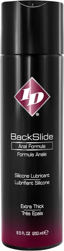 ID Lubricants Lubricante personal Backslide Lubricante anal, silicona, Black_backslide, botella de 8.5 onzas líquidas