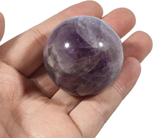 Miniatura 3 de Bola de cristal curativo de amatista de 1.575 in, decoración del hogar, esfera de adivinación Fengshui con soporte de madera