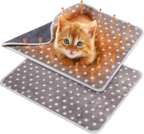 2 Piezas Almohadillas Grandes Autocalentables para Gatos, Alfombra Autocalentable para Gatos, Cama para Jaula de Perros, Mantas para Mascotas,