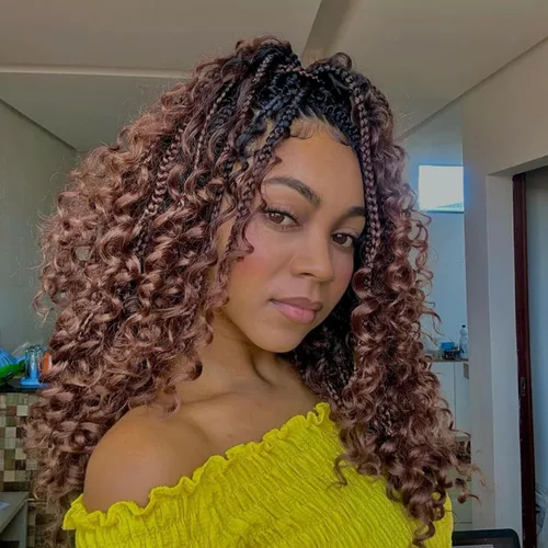 Miniatura 9 de COOKOO Cabello de Trenzas de Caja Bohemias de Ganchillo de 8 Pulgadas para Mujeres Negras, Paquete de 8, Cabello Sintético de Trenzas de Caja
