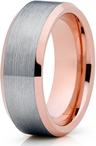 Silly Kings Jewelry Anillo de tungsteno de oro rosa de 0.315 in, anillo de boda de tungsteno gris, anillo de boda de tungsteno de oro rosa, hombres