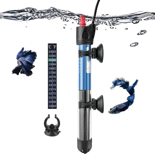 FEDOUR Calentador sumergible de acuario de 50 W, 100 W, 300 W, calentador de agua de vidrio ajustable para tanque de peces y tortugas de 5 a 70