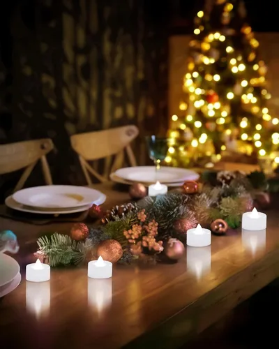 Miniatura 9 de BEICHI Paquete de 24 Velas de Té con Temporizador, Velas LED Operadas a Batería, Vela Votiva Sin Llama Integrada de 6 Horas, Velas Votivas