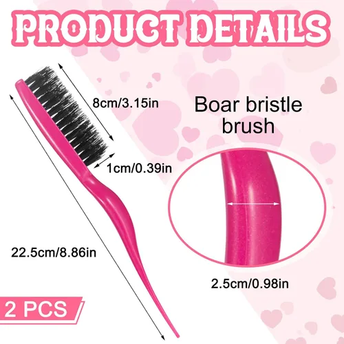 Miniatura 2 de Frienda 2 piezas de cepillo de pelo de broma de cerdas de jabalí para mujer, cerdas de nailon para salón de belleza, estilo de belleza, herramienta