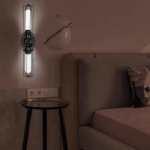 Miniatura 8 de Lámpara de pared de hierro industrial vintage de doble cabeza para pasillo, dormitorio, bar y sala de estar, elegante iluminación de pared