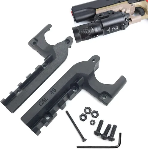 1911 Montura de adaptador de riel Picatinny, soporte de linterna láser de 20 mm debajo del riel para Colt 1911 y clones, con cuatro tornillos, Negro