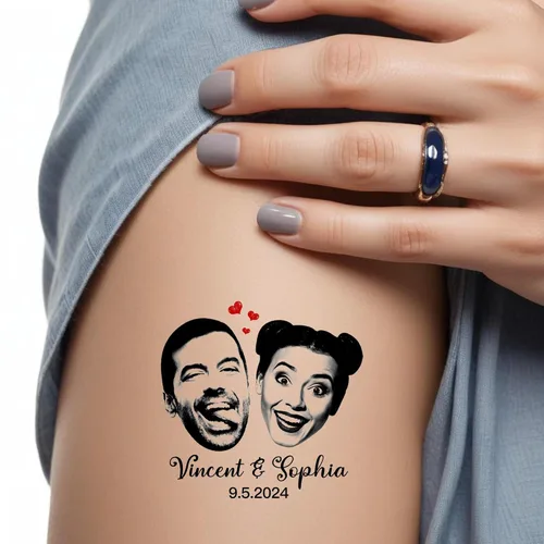 Miniatura 9 de Tatuajes corporales personalizados para despedida de soltera, calcomanías de despedida de soltero, suministros de fiesta con caras divertidas
