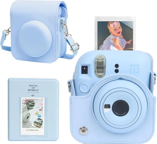 CAIYOULE Funda para cámara para Fujifilm Instax Mini 12 cámara de película instantánea, bolsa cruzada protectora de cuero para cámara Fuji Mini 12