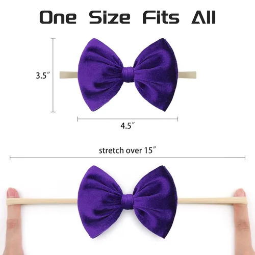 Miniatura 5 de YanJie Lazos de terciopelo para bebé niña, diademas de nailon suaves para recién nacidos, diademas hechas a mano para bebé, accesorios