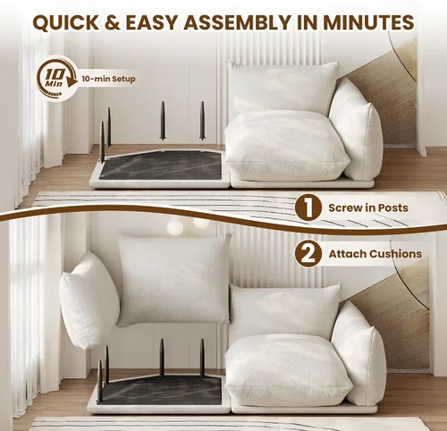 Miniatura 3 de Sofá de nube de asiento profundo de 77 pulgadas, moderno sofá modular de chenilla, sofá modular de 2 asientos con cojines gruesos de felpa y otomana