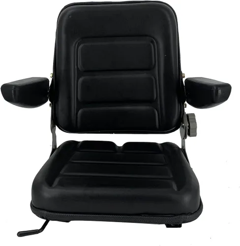 Miniatura 12 de Asiento universal para carretilla elevadora para cortacésped de jardín, asiento de suspensión plegable estilo Komatsu con respaldo ajustable, pista