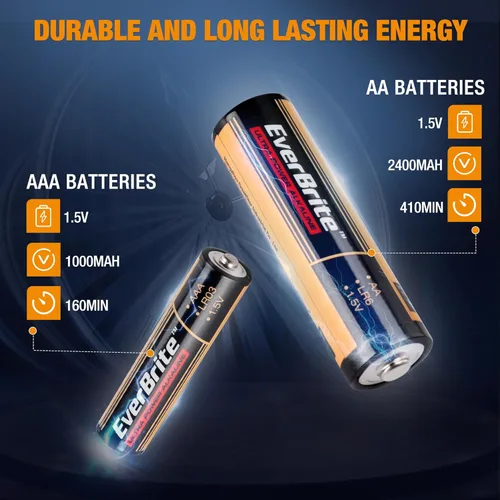 Miniatura 2 de EverBrite 64 pilas alcalinas de alto rendimiento, paquete de 32 pilas alcalinas AAA y 32 pilas alcalinas AA, pilas triple A y baterías dobles A