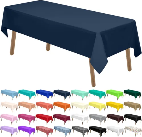 Miniatura 28 de Manteles de Plástico Azul Claro Paquete de 2 Cubiertas de Mesa Desechables 54 x 108 Pulgadas Manteles para Baby Shower Fiesta PEVA Manteles Azul