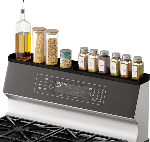 Miniatura 8 de SpaceAid Organizador de estante de cocina de 30 pulgadas de ancho para estufa, estante magnético de especias de bambú para estufa del hogar