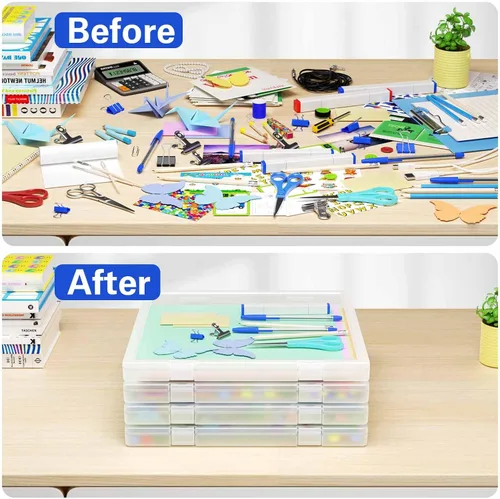Miniatura 4 de Denkee Almacenamiento de papel de 12 x 12, paquete de 4 organizadores de papel para álbumes de recortes, caja organizadora de manualidades