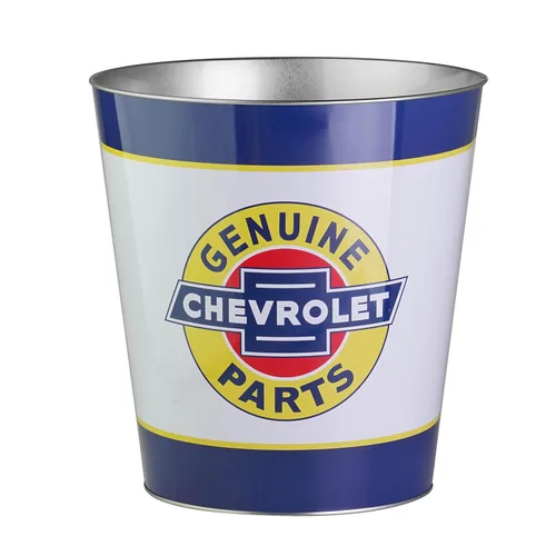 American Art Decor Cubo de basura de metal, cesta de basura con licencia Chevrolet, pequeño cubo de basura decorativo para cueva de hombre, cocina,