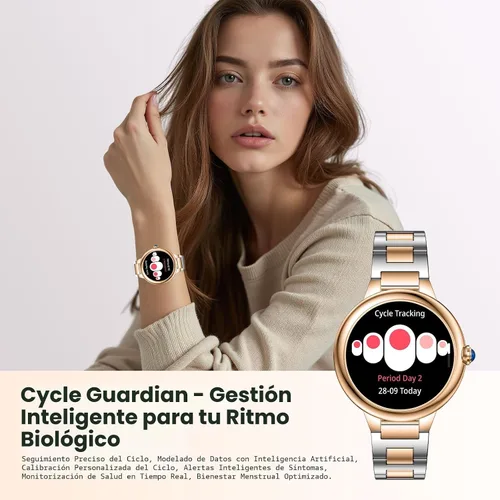 Miniatura 5 de SOUYIE Reloj inteligente de lujo 2026 para mujer, pantalla AMOLED de 1.19 pulgadas, reloj inteligente DA GPT, frecuencia cardíaca, monitor de sueño