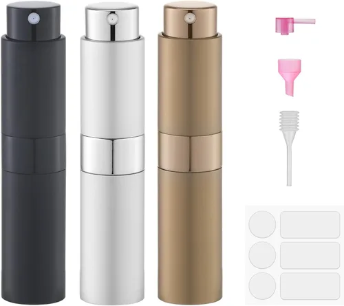 Miniatura 19 de Fusupak Atomizador de Perfume Botella de Viaje Recargable: Vaporizador de Colonia Portátil para Hombres - Mini Spray Vacío para Recarga - 8ml