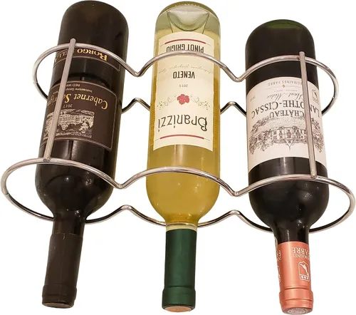 Miniatura 3 de Soporte de botella apilable para vino (plata)
