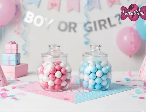 Miniatura 4 de Bolas de goma de mascar de 1 pulgada para máquina de chicle, bolas de goma de mascar de celebración (1 libra, mezcla de bebé (azul claro y blanco))