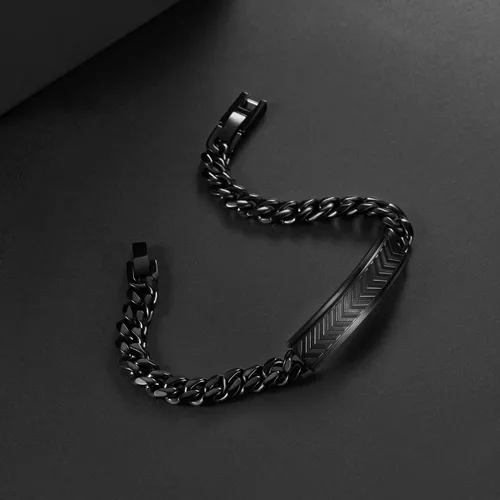 Miniatura 4 de Pulseras para hombre, acero inoxidable, cierre plegable, cadena cubana, pulsera para hombre