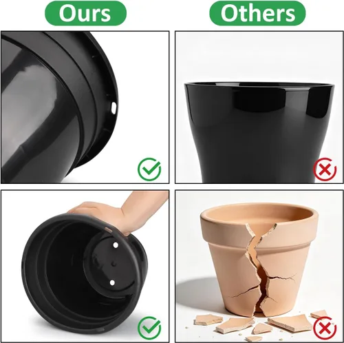 Miniatura 3 de RooTrimmer Juego de 10 macetas de 8 pulgadas con agujeros de drenaje y platillos, macetas para plantas de interior y exterior, macetas de orquídeas
