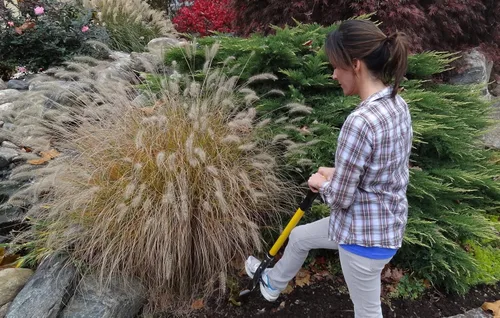 Miniatura 4 de Pala punta de lanza – pala reforzada con fibra de vidrio para jardinería con mango acolchado - pala galardonada, Amarillo