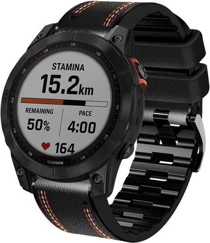Miniatura 2 de Abanen Correas de reloj de ajuste rápido para Garmin Feinx 8/epix Pro/Tactix 8 (2.008 in), fibra de cuero con costuras de forro de silicona, correa
