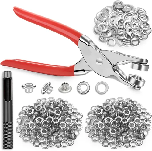 Miniatura 10 de Kit de herramientas de ojales de 1203 piezas con alicates de ojales, PAXCOO kit de ojales de tela de 1/4 pulgada 6 mm (tamaño de agujero interior)