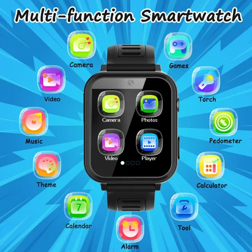 Miniatura 2 de Reloj inteligente para niños, reloj inteligente con 39 juegos, pantalla táctil HD, cámara de video, reproductor de música, podómetro, linterna
