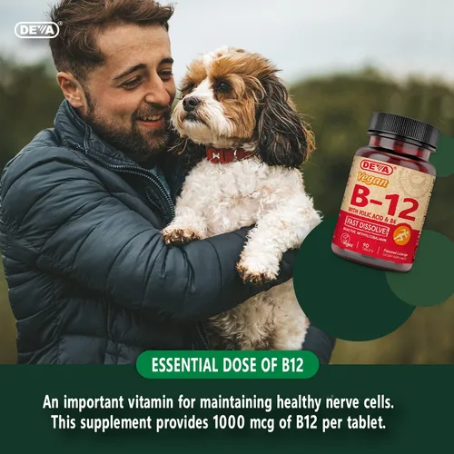 Miniatura 6 de DEVA Suplemento vegano de disolución rápida de vitamina B12, complejo una vez al día con 1000 Mcg de metilcobalamina B12, ácido fólico, B6 - Sabor a