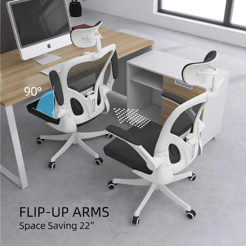 Miniatura 7 de Monhey Silla de oficina, silla de oficina ergonómica con soporte lumbar, reposacabezas 3D y brazos abatibles, sillas de escritorio para oficina