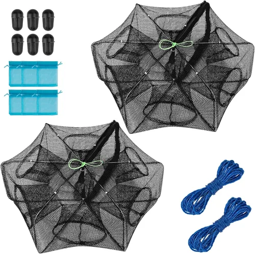 Miniatura 12 de Trampa de carnada para pesca QualyQualy, red de pesca para cangrejos, trampa de pesca para pececillos/cangrejos/camarones/cangrejos de río