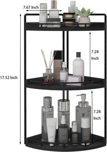 Miniatura 3 de Dorhors Organizador de baño esquinero de 3 niveles para almacenamiento, bandeja de tocador, organizador de encimera de madera para cocina, baño
