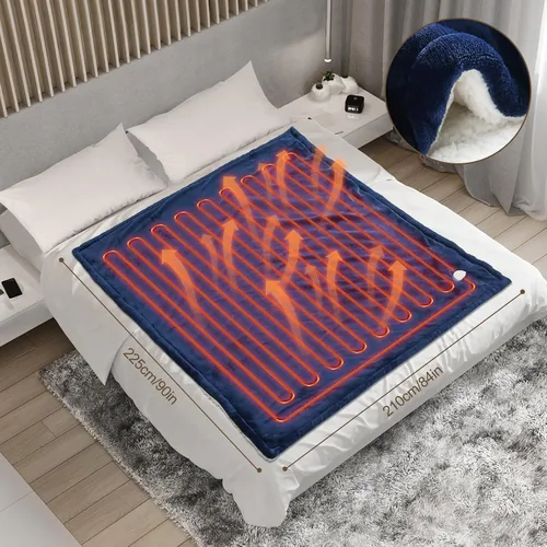 Miniatura 4 de Manta térmica eléctrica tamaño Queen 84 x 90 pulgadas, manta eléctrica con 6 ajustes de calor y 1-10 horas de tiempo de apagado automático, lavable
