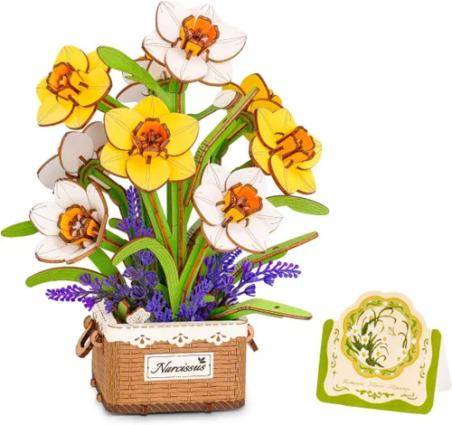 Miniatura 8 de rowood Rompecabezas 3D de flores de madera, juego de bloques de construcción de flores, kit de manualidades, día de la madre, día de San Valentín