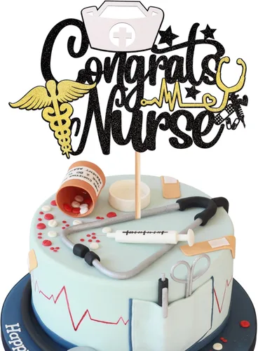 Miniatura 9 de Rsstarxi 1 paquete de decoración para tartas de enfermería 2023, decoración de pastel de graduación para enfermería temática médica enfermera 2023