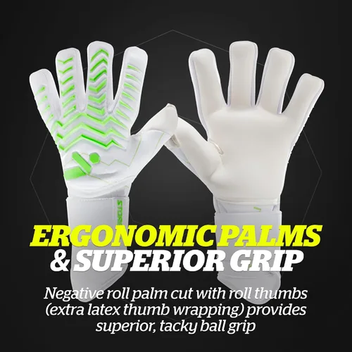 Miniatura 3 de Guantes de portero Storelli Electric, protección de mano de alto impacto con 5 espinas de dedo extraíbles y correa de muñeca Carga Blanca