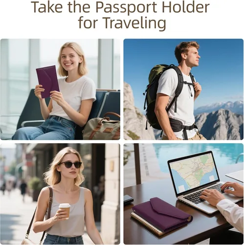 Miniatura 51 de Zoppen - Billetera de viaje con bloqueo RFID multiusos (Ver.4) Portatarjetas de pasaporte y vacunas, organizador de documentos de tres pliegues