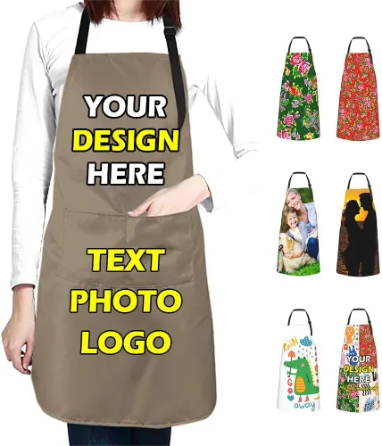 Miniatura 15 de Delantales impermeables personalizados para diseñar tu propia imagen, logotipo, texto, añadir fotos, delantal para cocinar hornear, 33 x 27.5