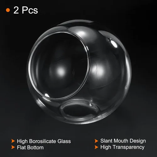 Miniatura 3 de PATIKIL Maceta redonda de terrario para plantas de aire, paquete de 2 decoraciones de mesa de vidrio borosilicato de 4 pulgadas de alto