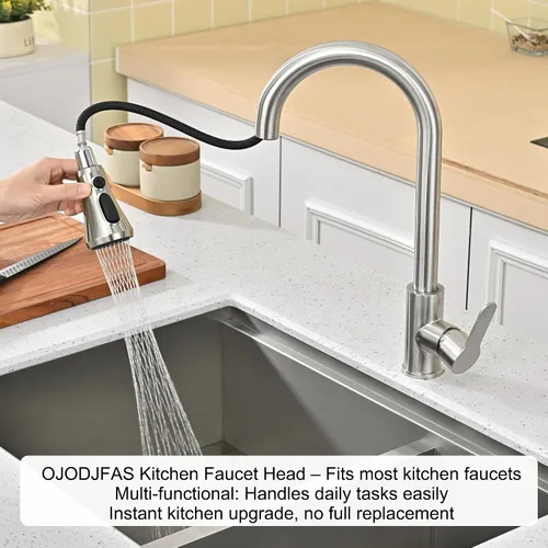 Miniatura 8 de Cabezal universal de repuesto para grifo de cocina, níquel cepillado, cabezal de grifo de fregadero ABS, boquilla de pulverización extraíble de 3